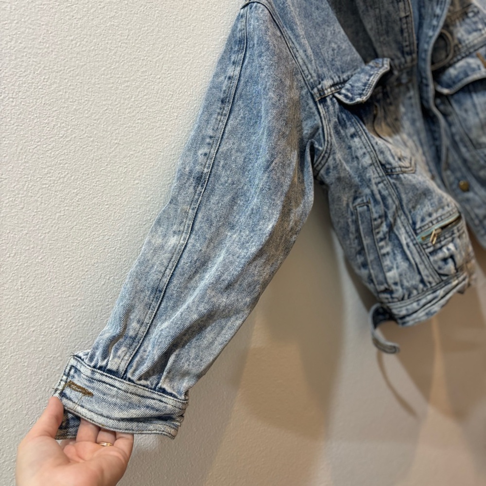 Vintage 80s Acid Wash Denim/Jean Jacket Unisex Men’s Sm Women’s Med - Picture 8 of 13
